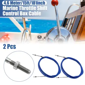 X Autohaux 745060297457 2pcs 15ft 4.6 Meter 181inch Marine Throttle Shift Remote Control Box Cable