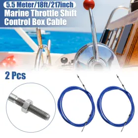 X Autohaux 745060297464 2pcs 18ft 5.5 Meter 217inch Marine Throttle Shift Remote Control Box Cable