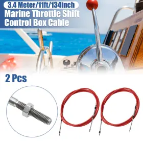 X Autohaux 745060297488 2pcs 11ft 3.4 Meter 134inch Marine Throttle Shift Remote Control Box Cable