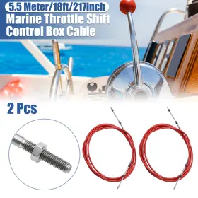 X Autohaux 745060297525 2pcs 18ft 5.5 Meter 217inch Marine Throttle Shift Control Box Cable Replacer