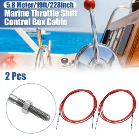 X Autohaux 745060297532 2pcs 19ft 5.8meter 228inch Marine Throttle Shift Control Box Cable Red Steel