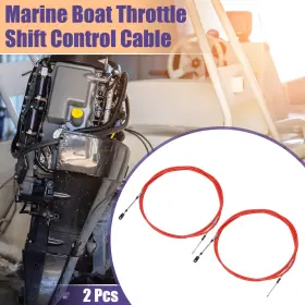 X Autohaux 767153374708 2 Pcs 500cm 16ft 33c/3300 Marine Throttle Shift Cable Red With Fastening Head