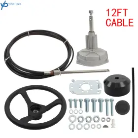 Yi230615t Yibei-tech One Set 12 Feet Marine Boat Rotary Steering System Outboard Kit With Inch Wheel