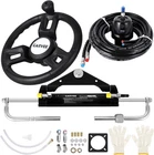150HP Marine Hydraulic Steering Kit W/ Cylinder, Helm, 26FT Hoses & Fittings Set New. Price: $427.79.