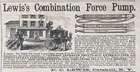 1880 AD.(XH64) P.c. Lewis Co. Catskill, Ny. Combination Force Water Pump Used. Price: $6.99.