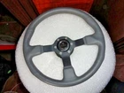 New Gussi Boat Steering Wheel Grey Urethane Black Spoke & Hub Adaptor. Price: $275.00.