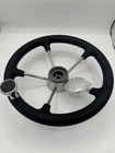5 Spoke Boat Marine Destroyer Steering Wheel 13-1/2'' With Black Foam Grip Knob New. Price: $65.00.