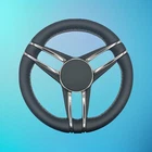 Boat Steering Wheel Stainless Steel Spoke Leather Rim Plain Cap New. Price: $365.00.